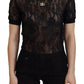 Elegant Black Lace Silk-Blend Top