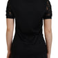 Elegant Black Lace Silk-Blend Top