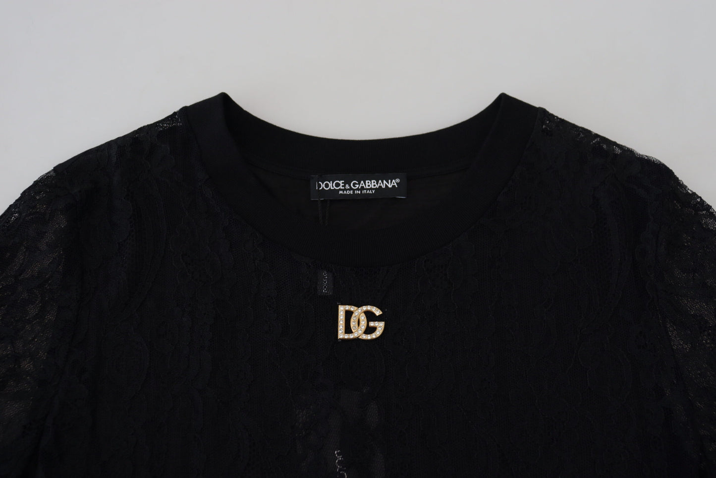 Elegant Black Lace Silk-Blend Top