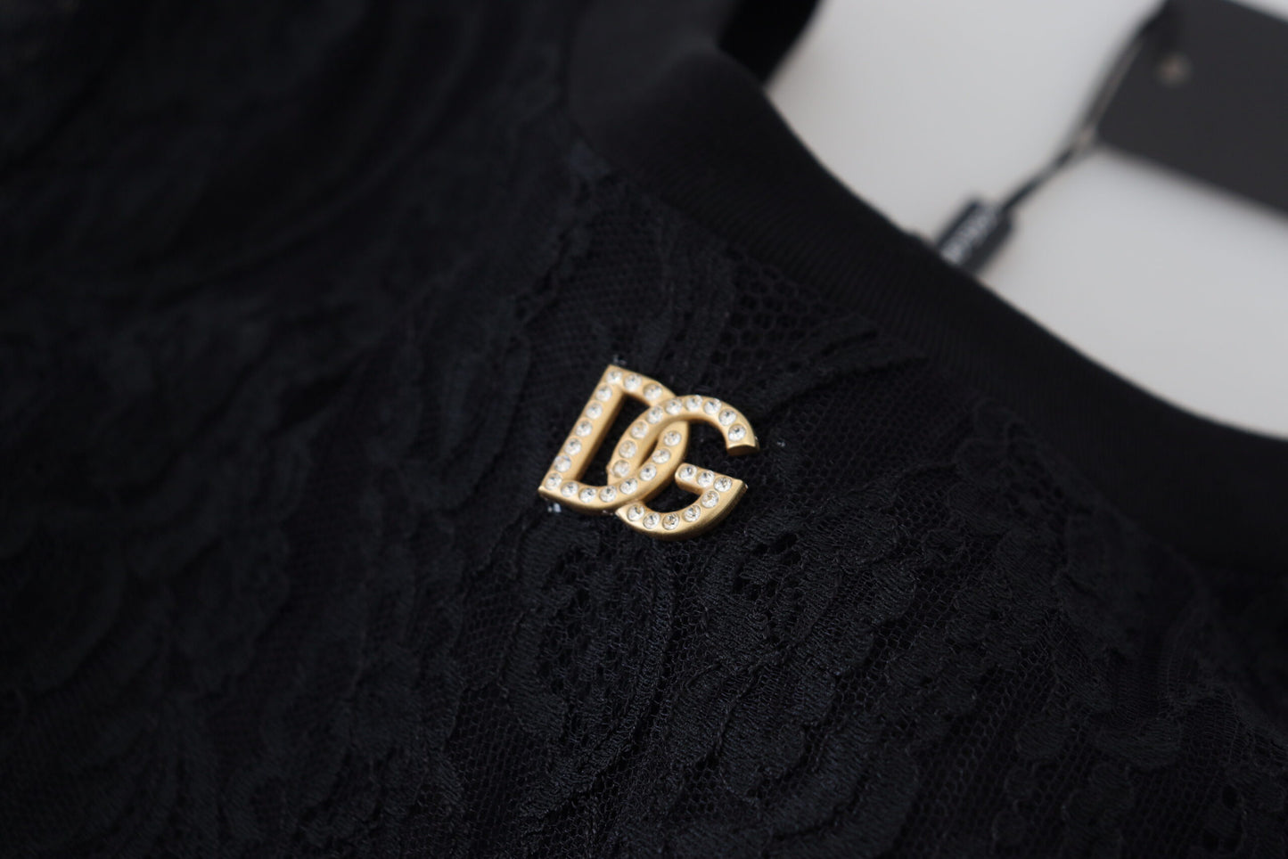 Elegant Black Lace Silk-Blend Top