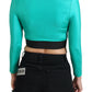 Emerald Elegance Casual Crop Top