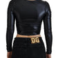 Elegant Black Cotton Blend Casual Top