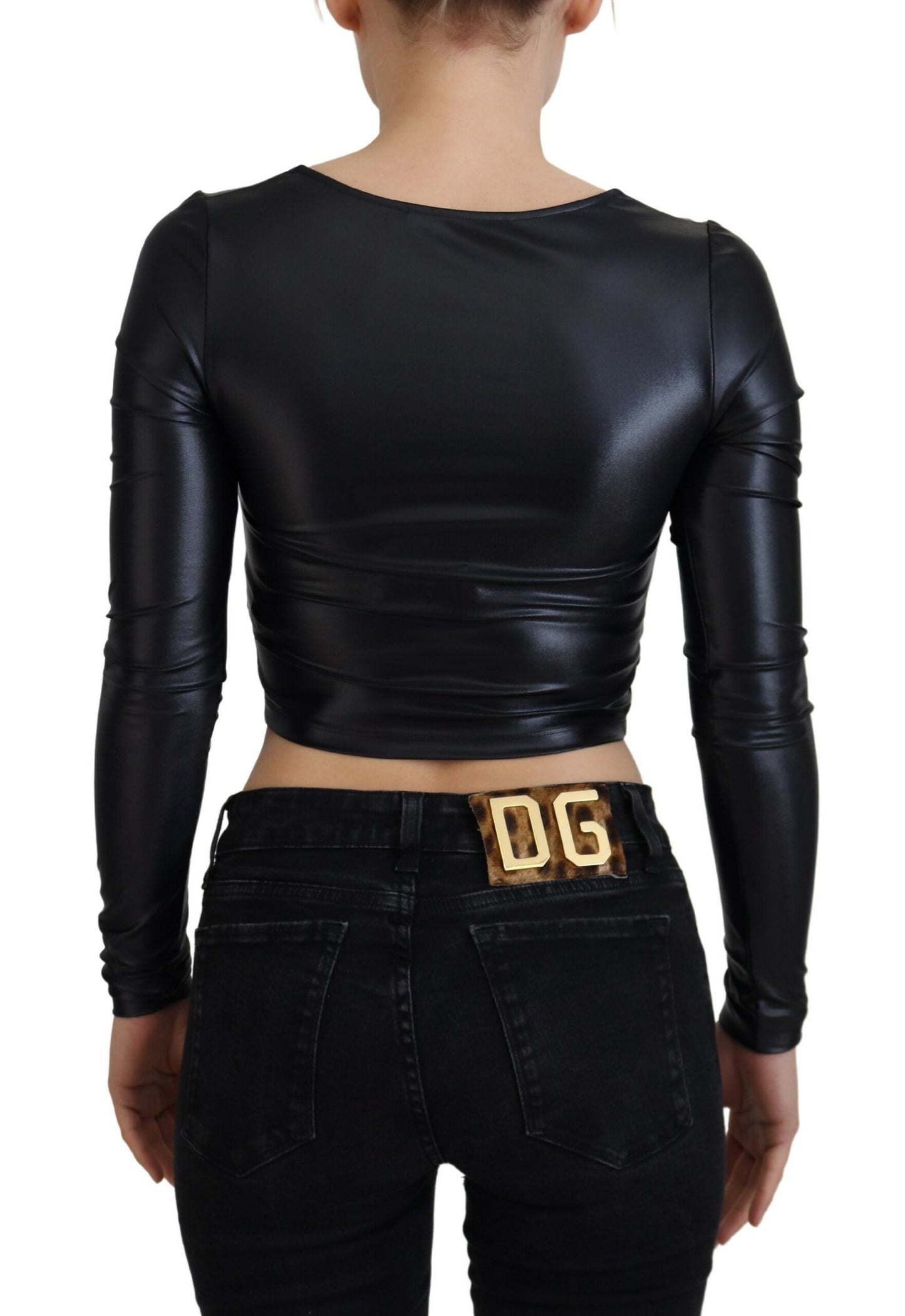 Elegant Black Cotton Blend Casual Top