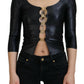 Elegant Black Logo Buckle Blouse