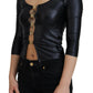 Elegant Black Logo Buckle Blouse
