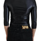 Elegant Black Logo Buckle Blouse
