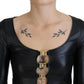 Elegant Black Logo Buckle Blouse