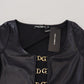 Elegant Black Logo Buckle Blouse