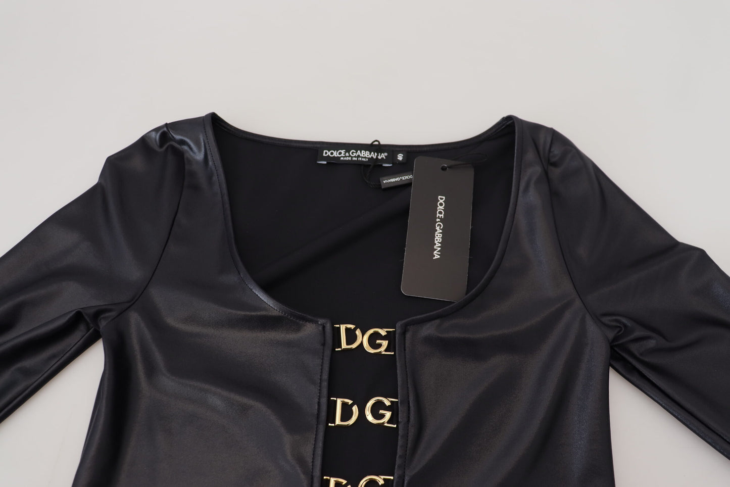 Elegant Black Logo Buckle Blouse