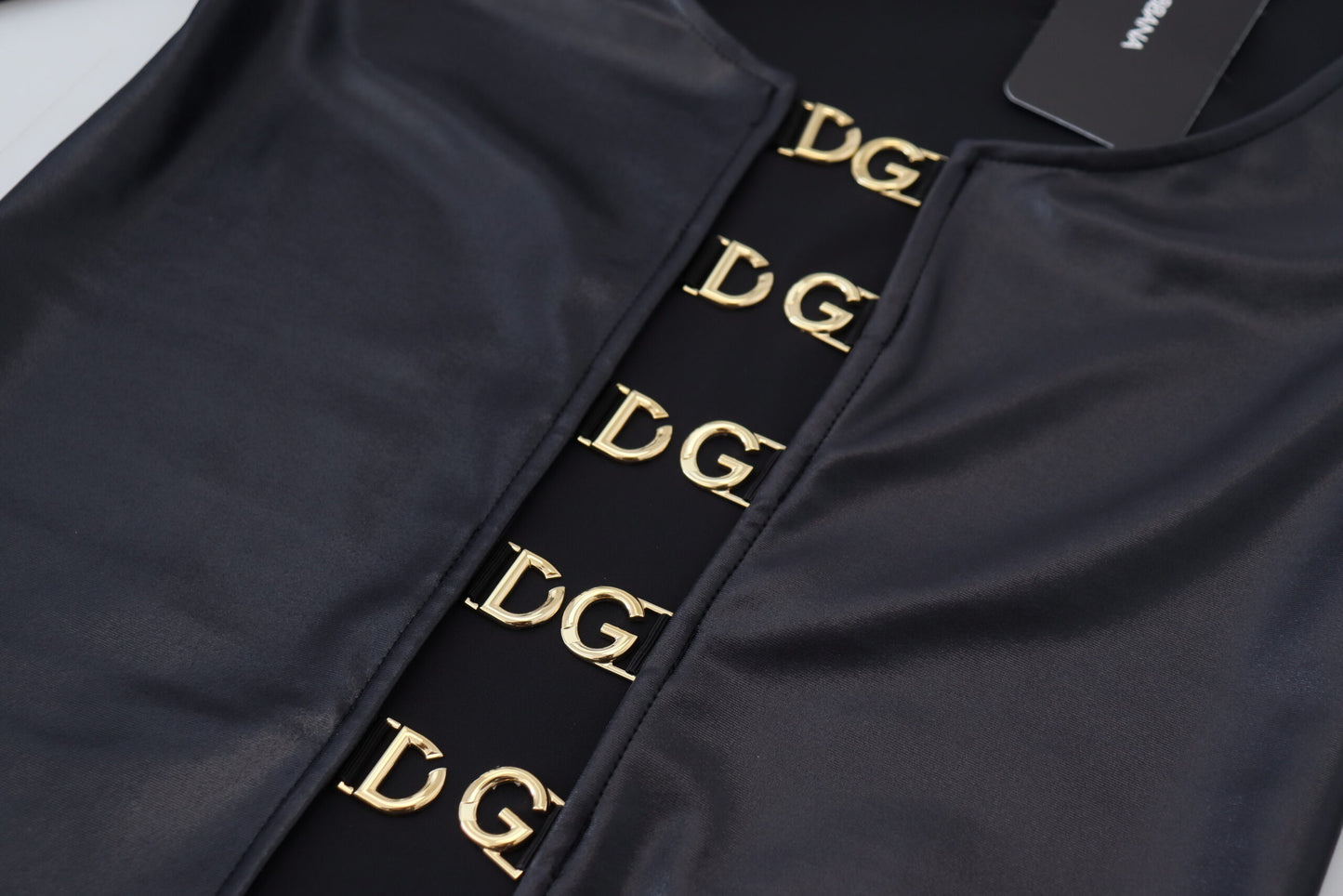 Elegant Black Logo Buckle Blouse