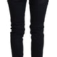 Sleek Black Washed Low Waist Skinny Jeans