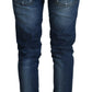 Elegant Blue Washed Low Waist Skinny Jeans