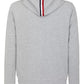 Chic Melange Grey Cotton Hoodie with Chest Embroidery