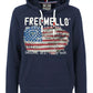 Chic Dark Blue Cotton Hooded Sweatshirt