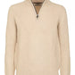 Chic Beige Diamond Embroidered Zip Sweater