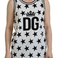 Elegant White Cotton Crown Star Tank Top
