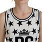 Elegant White Cotton Crown Star Tank Top