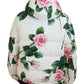 Elegant White Rose Print Zip Jacket