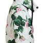 Elegant White Rose Print Zip Jacket