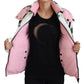 Elegant White Rose Print Zip Jacket