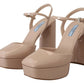 Chic Beige Platform Sandal Heels