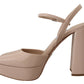 Chic Beige Platform Sandal Heels