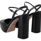 Chic Black Leather Platform Sandals