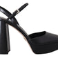 Chic Black Leather Platform Sandals
