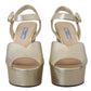 Elegant Gold Leather Block Heel Sandals