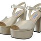Elegant Gold Leather Block Heel Sandals