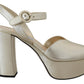 Elegant Gold Leather Block Heel Sandals