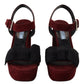 Maroon Suede Ankle Strap Sandals Luxury Footwear