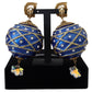 Gold Brass Blue Dangle Ball Crystal Clip On Earrings