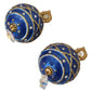 Gold Brass Blue Dangle Ball Crystal Clip On Earrings