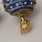 Gold Brass Blue Dangle Ball Crystal Clip On Earrings