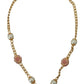 Gold Tone Floral Crystals Pink Embellished Necklace