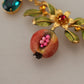 Elegant Floral Fruit Motif Gold Necklace