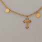Gold Tone Cross Charm Necklace