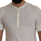Elegant Off-White Silk Blend Crew Neck Tee