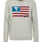 Chic Flag Print Crew Neck Wool Blend Sweater