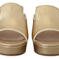 Elegant Gold Leather Wedge Sandals