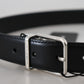 Elegant Black Calf Leather Belt