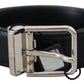 Elegant Black Calf Leather Belt