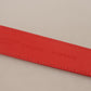 Exquisite Red Leather Belt with Gold-Tone Buckle