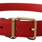 Elegant Red Leather Engraved Buckle Belt