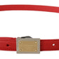 Genuine Leather Red Statement Belt