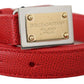 Genuine Leather Red Statement Belt