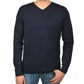 Navy Blue Viscose V-Neck Sweater – Timeless Elegance