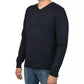 Navy Blue Viscose V-Neck Sweater – Timeless Elegance