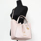 Phoebe Large Powder Blush PVC Leather Drawstring Grab Bag Handbag